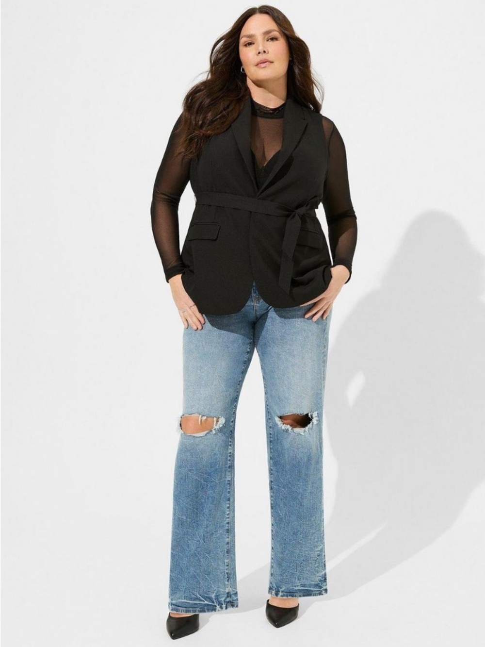 NWT TORRID CITY TWILL LONGLINE BELTED VEST Size 1 14/16